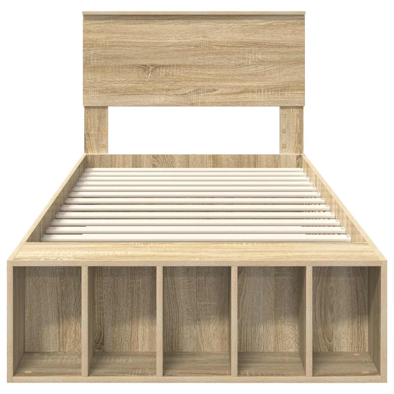 Bed Frame with Shelf Sonoma Oak 75 x 190 cm Engineered Wood