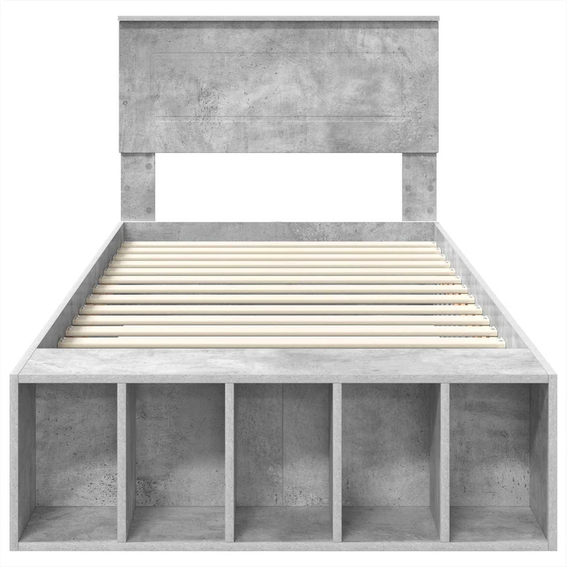 Bed Frame with Shelf Concrete Grey 70 x 190 cm Engineered Wood