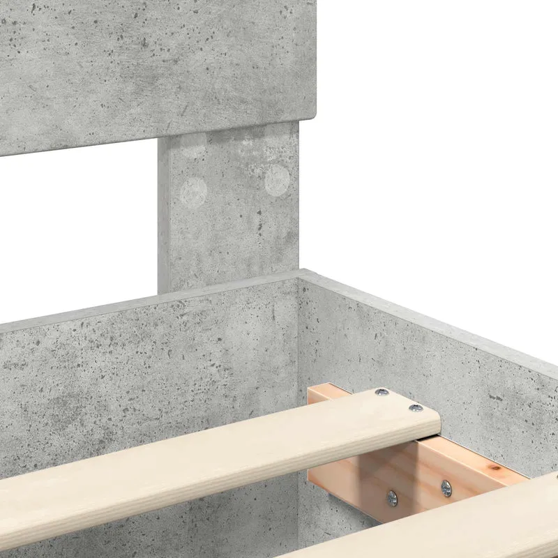 Bed Frame with Shelf Concrete Grey 70 x 190 cm Engineered Wood