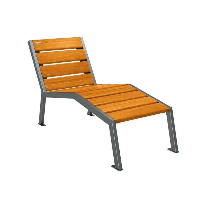 Chaise longue Silaos bois et acier, chêne PEFC, 600 à 1 800 mm