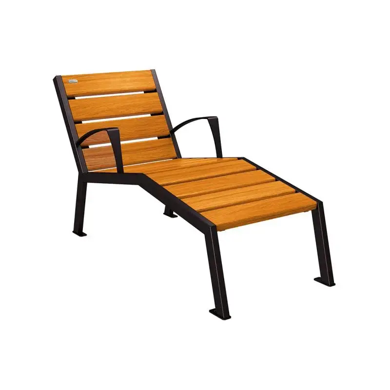 Chaise longue Silaos bois et acier, chêne PEFC, 600 à 1 800 mm