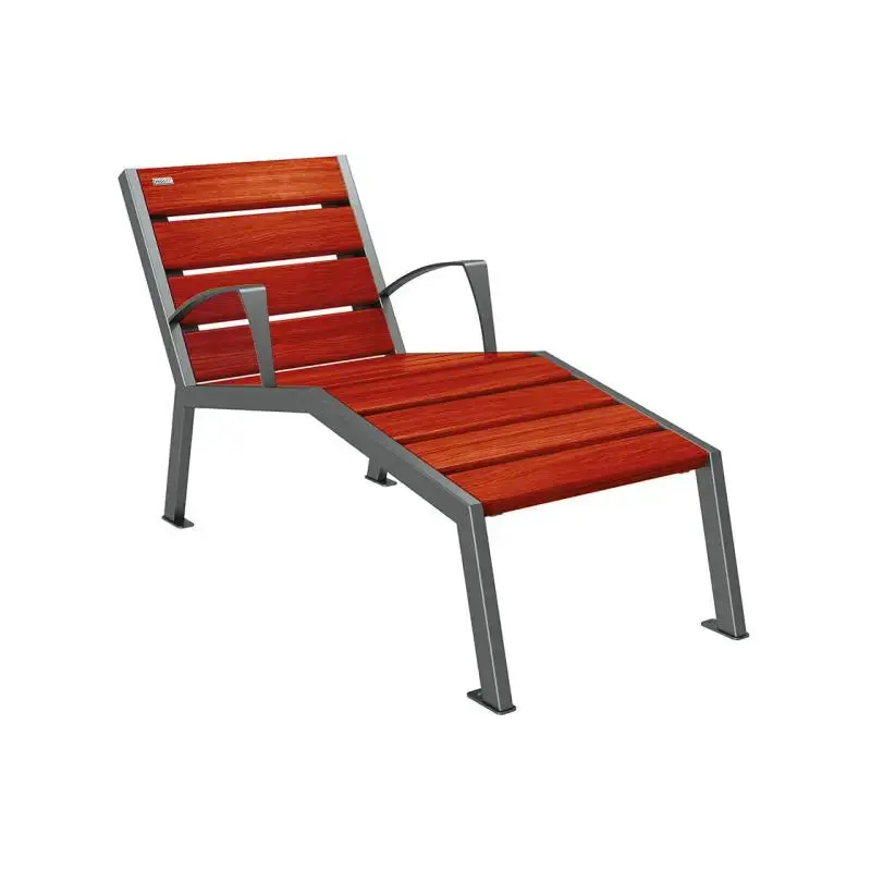 Chaise longue Silaos bois et acier, chêne PEFC, 600 à 1 800 mm