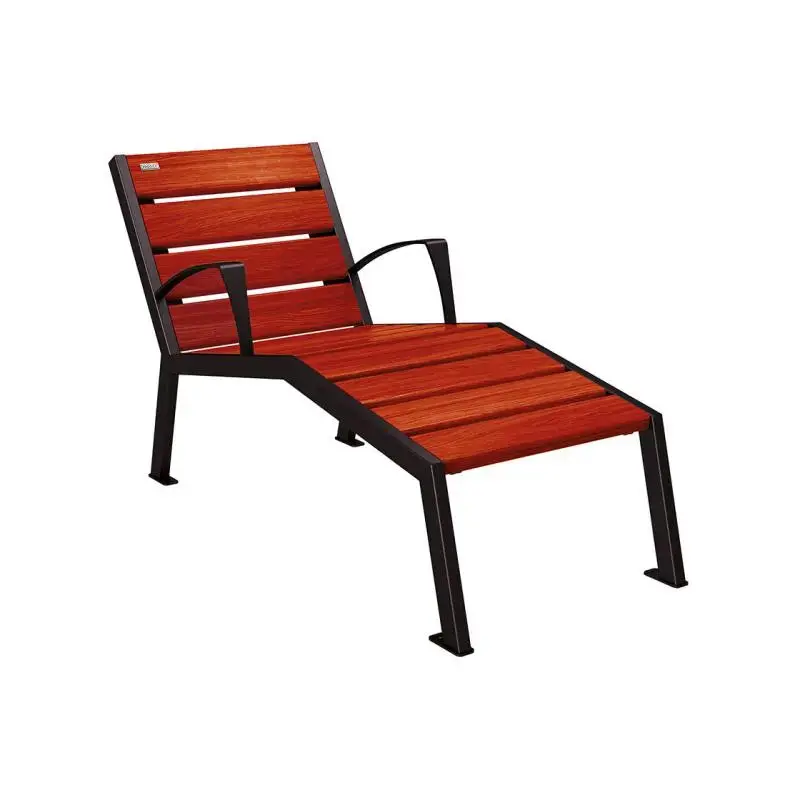 Chaise longue Silaos bois et acier, chêne PEFC, 600 à 1 800 mm