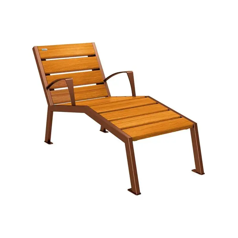 Chaise longue Silaos bois et acier, chêne PEFC, 600 à 1 800 mm
