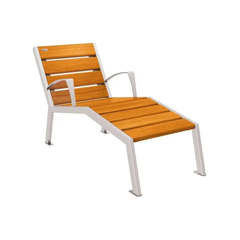 Chaise longue Silaos bois et acier, chêne PEFC, 600 à 1 800 mm