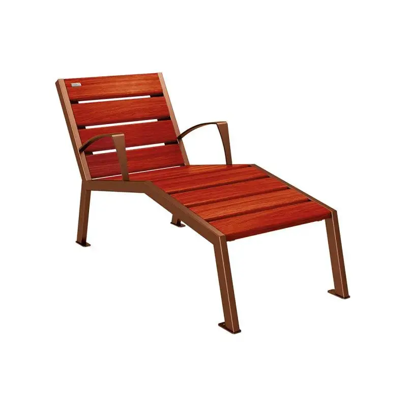Chaise longue Silaos bois et acier, chêne PEFC, 600 à 1 800 mm