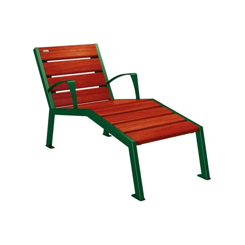 Chaise longue Silaos bois et acier, chêne PEFC, 600 à 1 800 mm