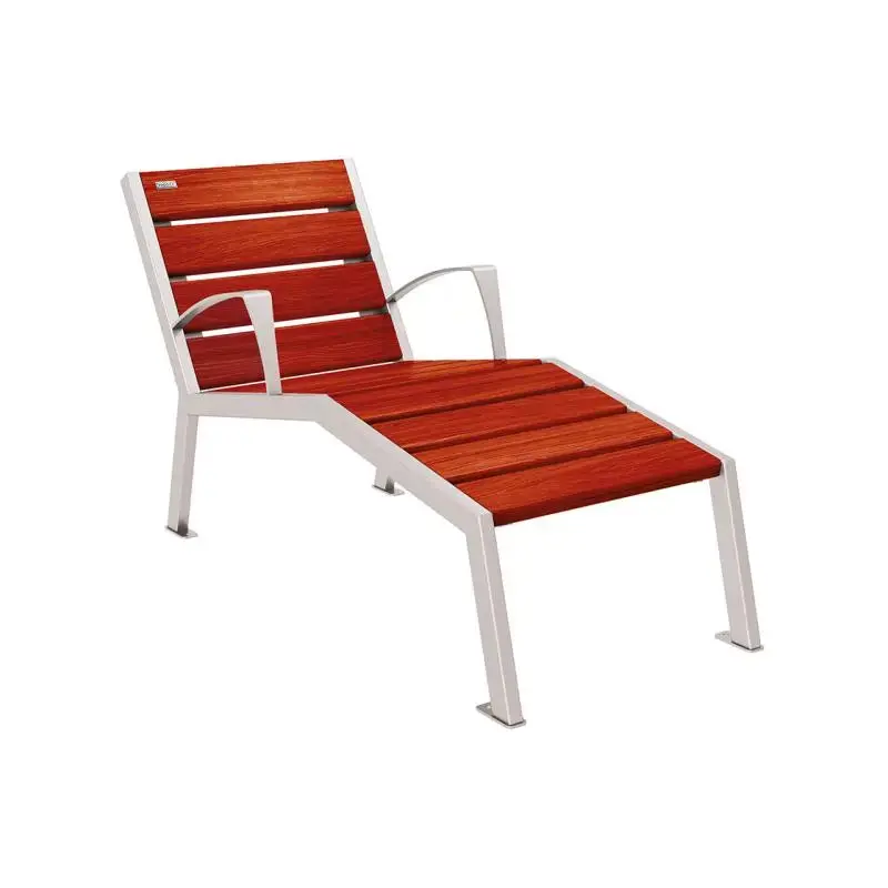 Chaise longue Silaos bois et acier, chêne PEFC, 600 à 1 800 mm