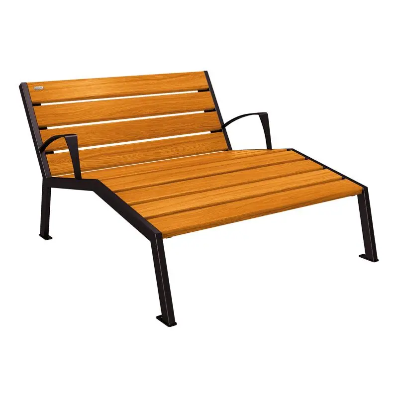Chaise longue Silaos bois et acier, chêne PEFC, 600 à 1 800 mm