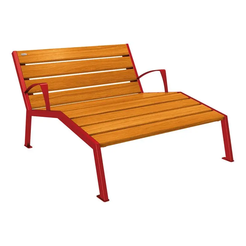 Chaise longue Silaos bois et acier, chêne PEFC, 600 à 1 800 mm