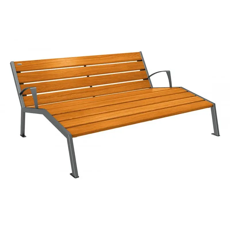 Chaise longue Silaos bois et acier, chêne PEFC, 600 à 1 800 mm