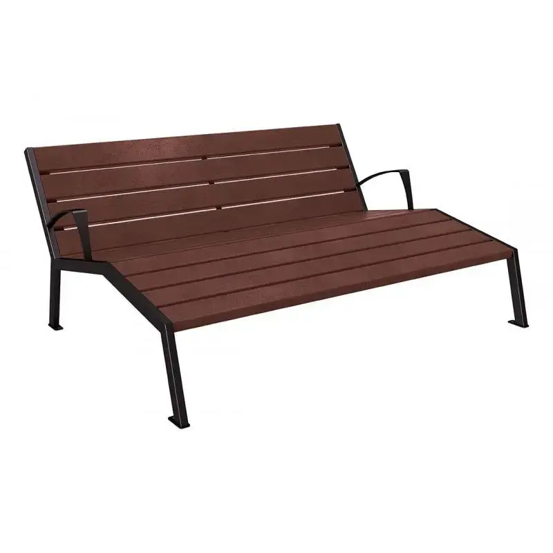 Chaise longue Silaos plastique recyclé et acier 1 800 mm, 3 places
