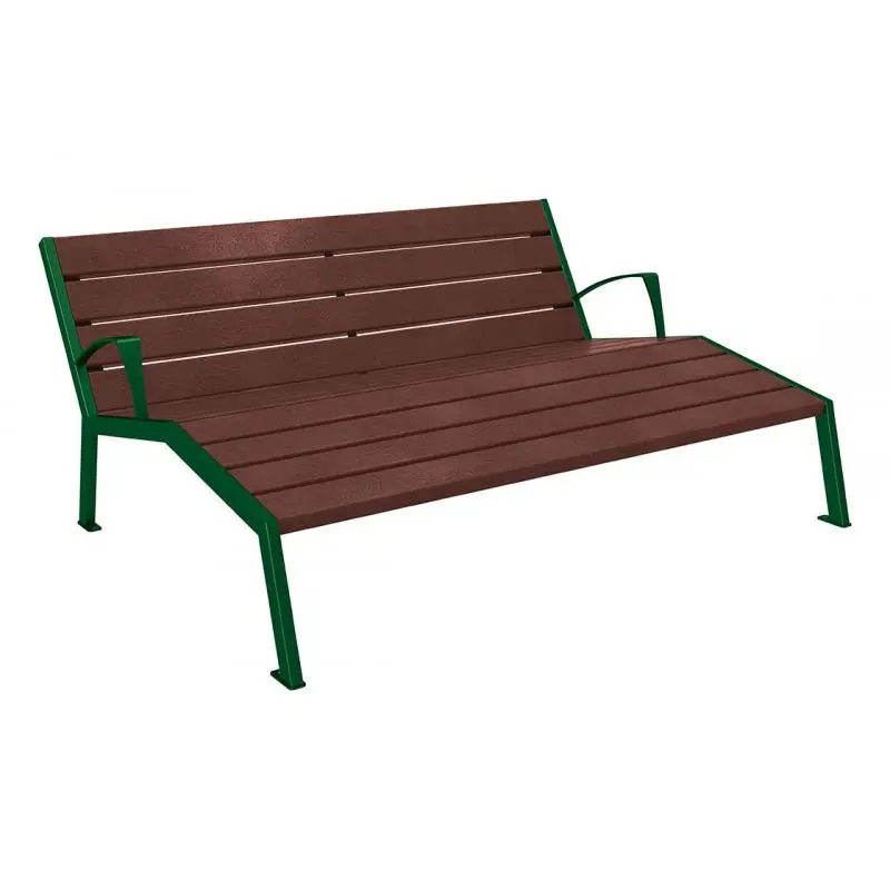 Chaise longue Silaos plastique recyclé et acier 1 800 mm, 3 places