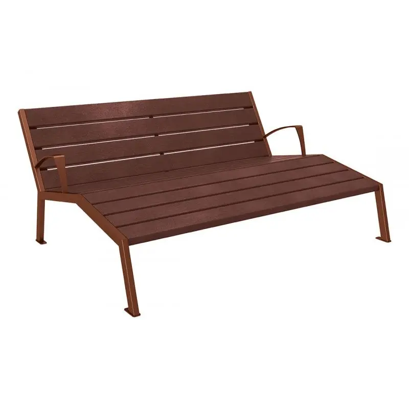 Chaise longue Silaos plastique recyclé et acier 1 800 mm, 3 places