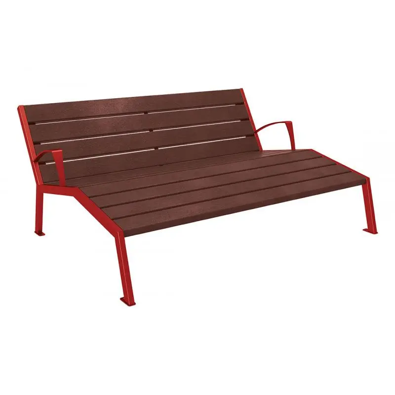Chaise longue Silaos plastique recyclé et acier 1 800 mm, 3 places