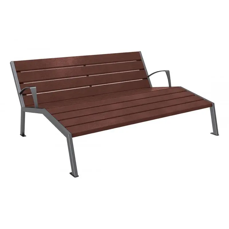 Chaise longue Silaos plastique recyclé et acier 1 800 mm, 3 places