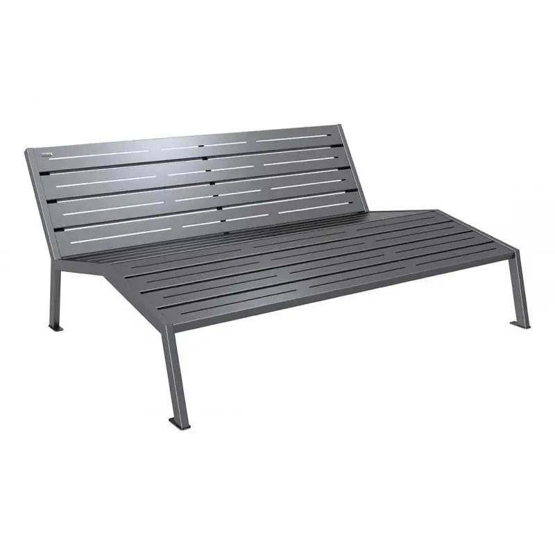 Chaise longue Silaos tout acier 1 800 mm, 3 places, avec ou sans accoudoirs