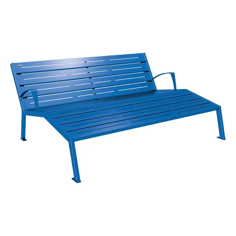 Chaise longue Silaos tout acier 1 800 mm, 3 places, avec ou sans accoudoirs