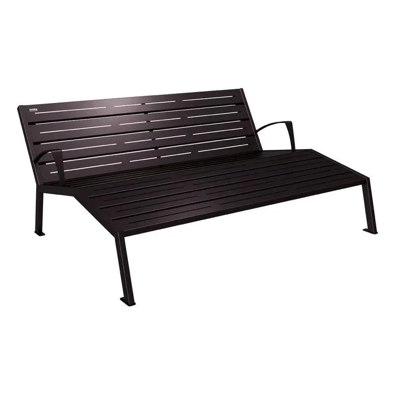 Chaise longue Silaos tout acier 1 800 mm, 3 places, avec ou sans accoudoirs