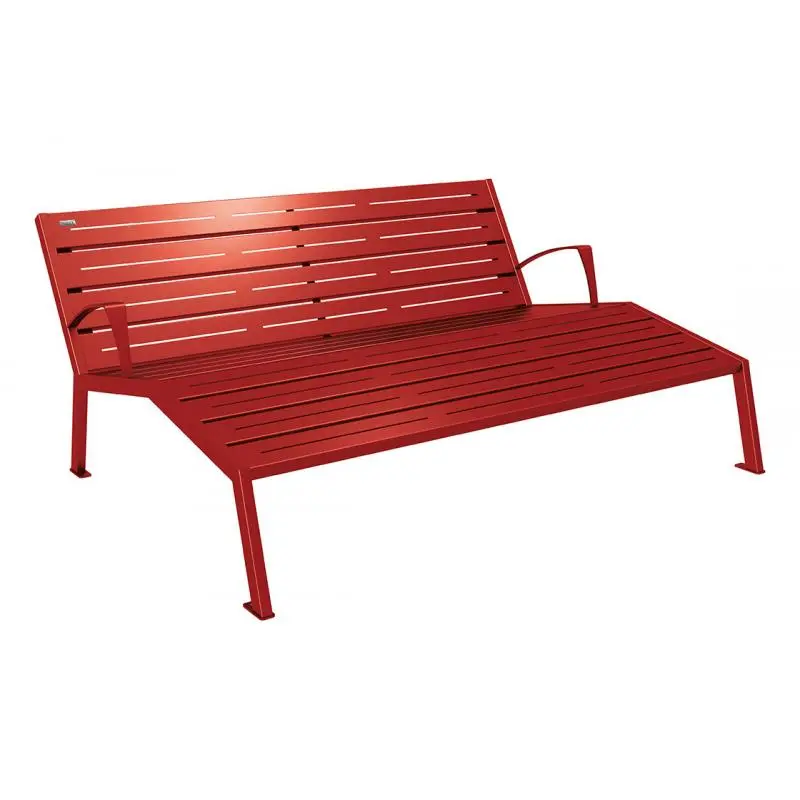 Chaise longue Silaos tout acier 1 800 mm, 3 places, avec ou sans accoudoirs