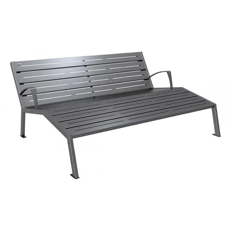 Chaise longue Silaos tout acier 1 800 mm, 3 places, avec ou sans accoudoirs