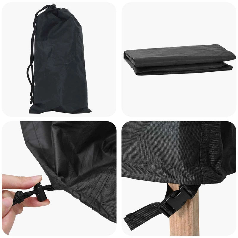 Table Cover 62 x 62 x 70 cm Fabric Round Waterproof Black