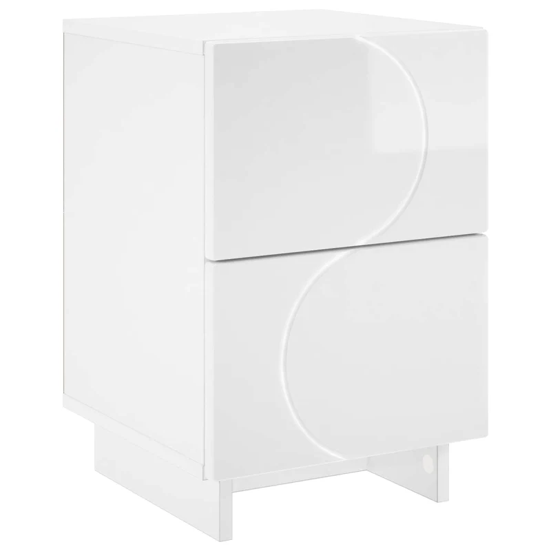 Bedside Cabinet High Gloss White 33.5 x 34.5 x 50 cm