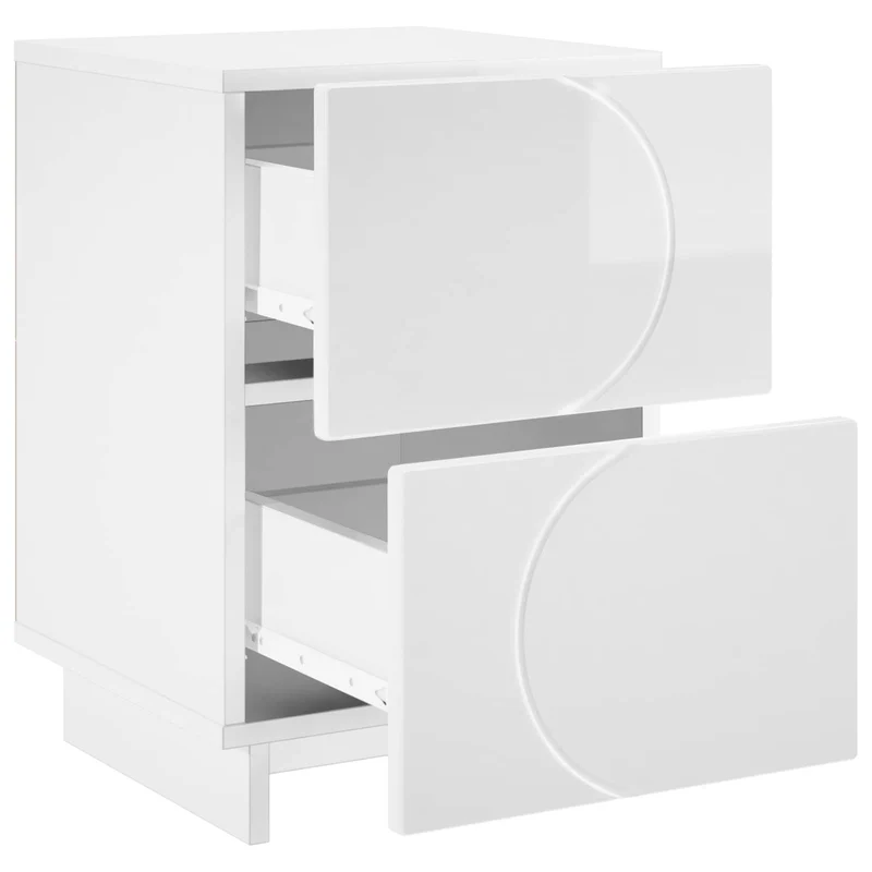 Bedside Cabinet High Gloss White 33.5 x 34.5 x 50 cm