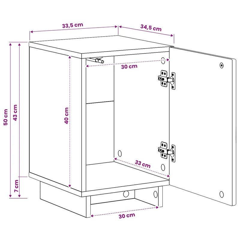 Bedside Cabinet Black 33.5 x 34.5 x 50 cm Engineered Wood