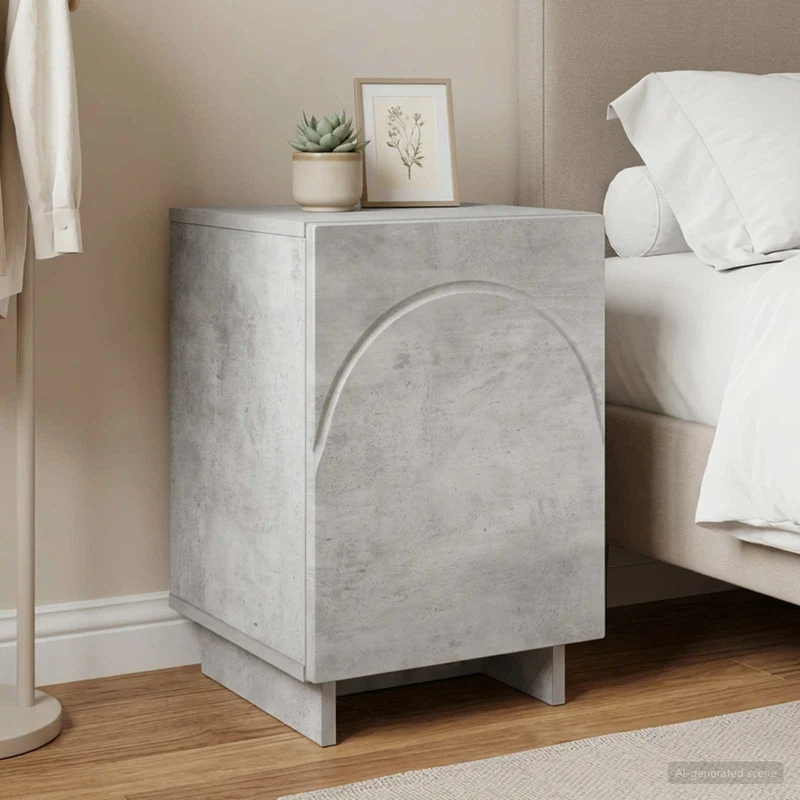Bedside Cabinet Concrete Grey 33.5 x 34.5 x 50 cm