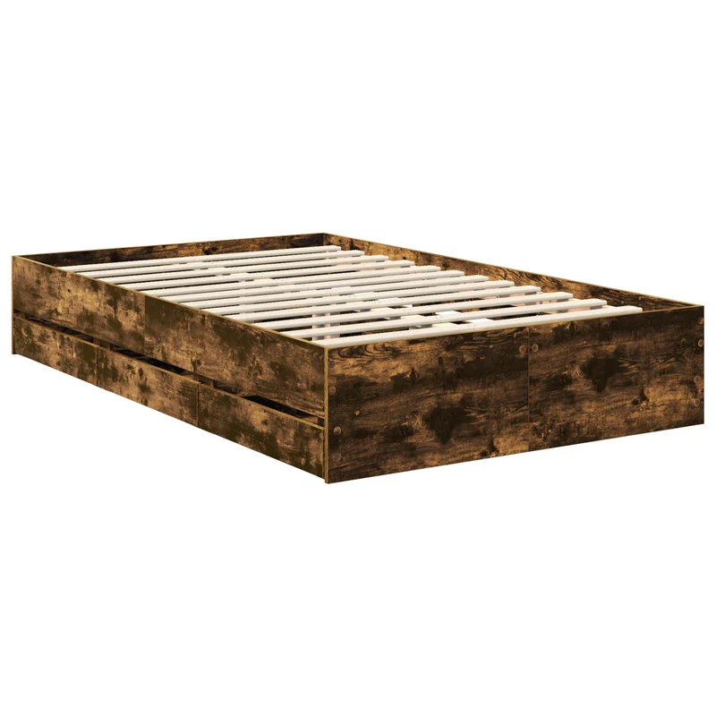 Bed Frame with Drawer Smoked Oak 120 x 200 cm Engineer Wood