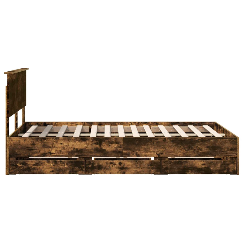Bed Frame with Drawer Smoked Oak 120 x 200 cm Engineer Wood