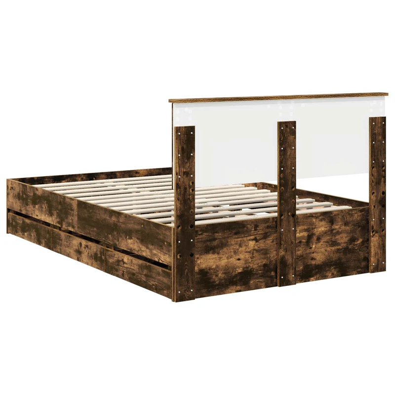 Bed Frame with Drawer Smoked Oak 120 x 200 cm Engineer Wood