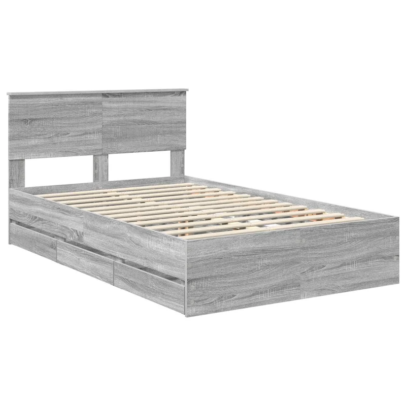 Bed Frame with Drawer Grey Sonoma 120 x 190 cm Engineer Wood