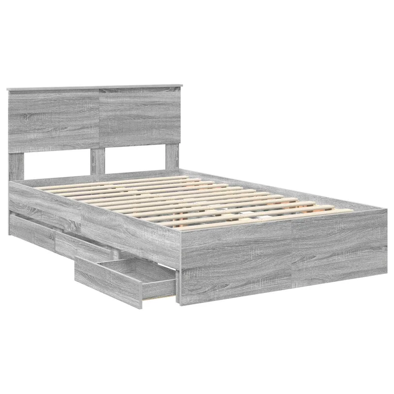 Bed Frame with Drawer Grey Sonoma 120 x 190 cm Engineer Wood