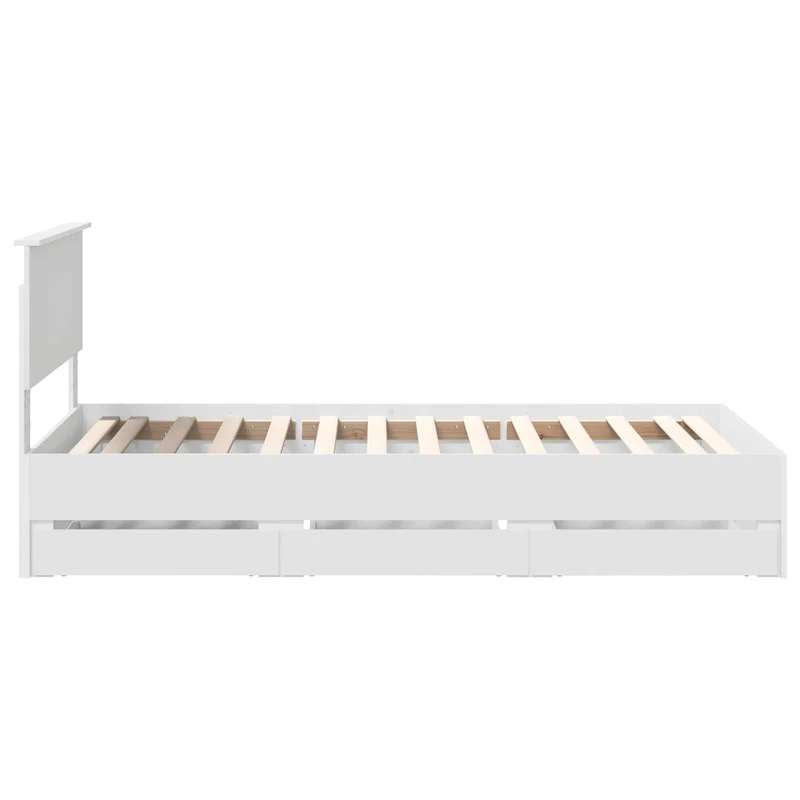 Bed Frame with Drawer White 100 x 200 cm Engineer Wood
