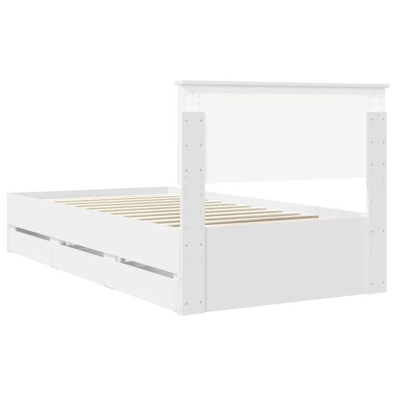 Bed Frame with Drawer White 100 x 200 cm Engineer Wood