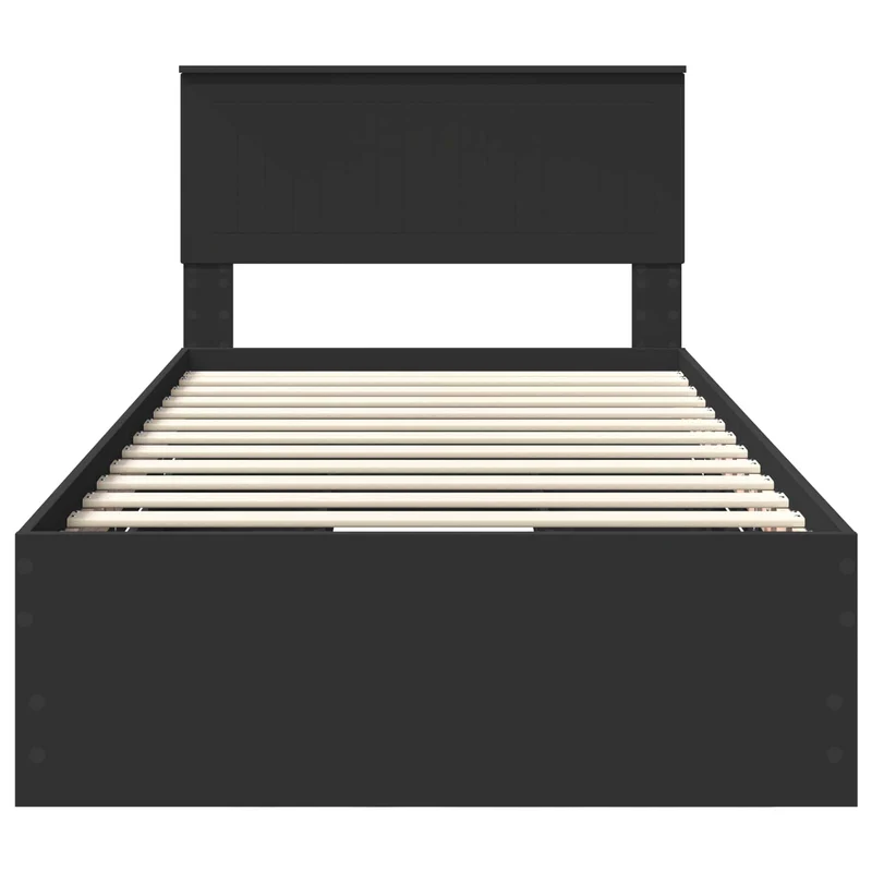 Bed Frame with Drawer Black 100 x 200 cm Engineer Wood