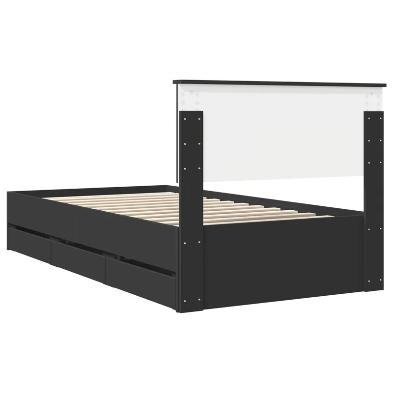 Bed Frame with Drawer Black 100 x 200 cm Engineer Wood