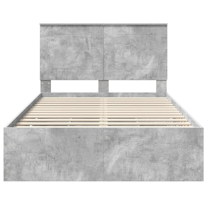 Bed Frame with Drawer Concrete Grey 135 x 190 cm Engineer Wood