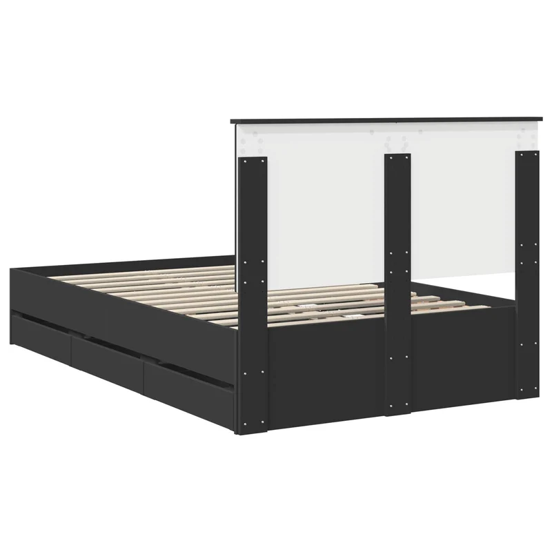 Bed Frame with Drawer Black 120 x 190 cm Engineer Wood
