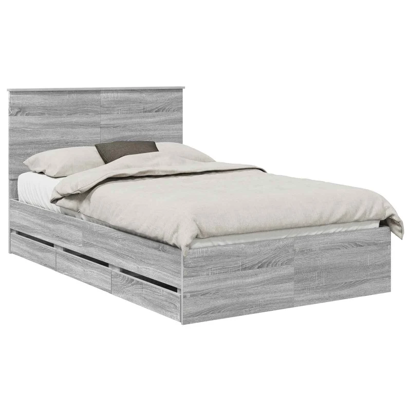 Bed Frame with Drawer Grey Sonoma 120 x 190 cm Engineer Wood