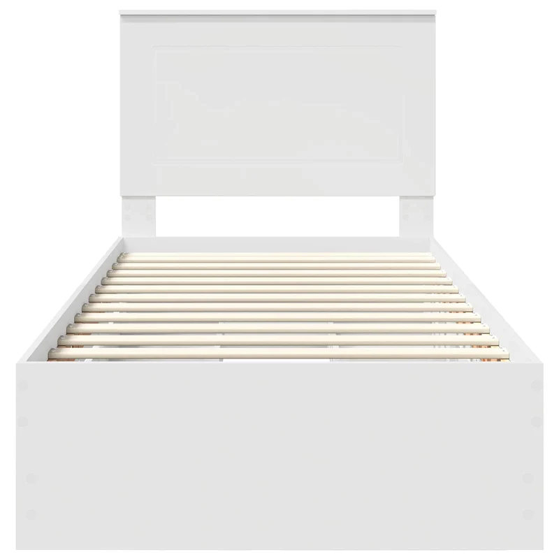 Bed Frame with Drawer White 100 x 200 cm Engineer Wood