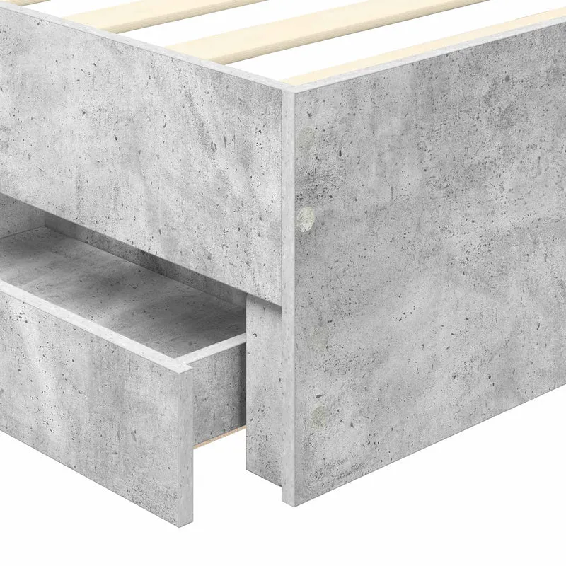 Bed Frame with Drawer Concrete Grey 90 x 190 cm Engineer Wood