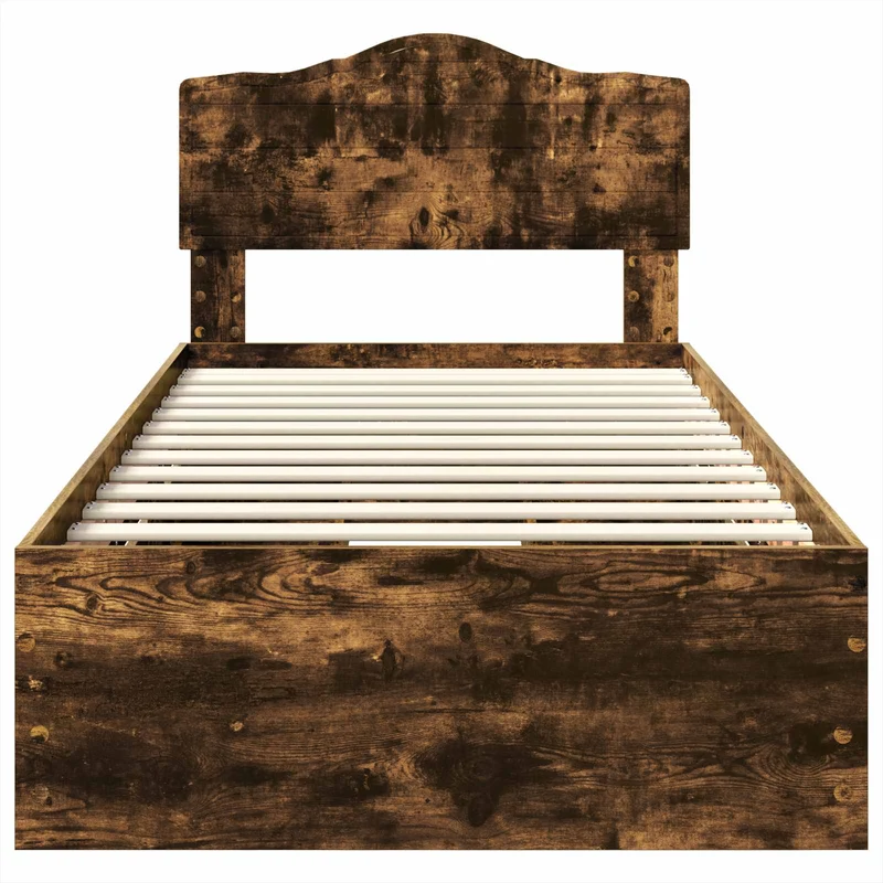 Bed Frame with Drawer Smoked Oak 90 x 190 cm Engineer Wood