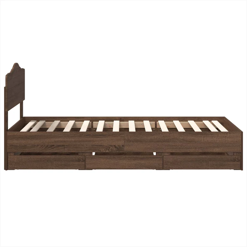 Bed Frame with Drawer Brown Oak 90 x 190 cm Engineer Wood