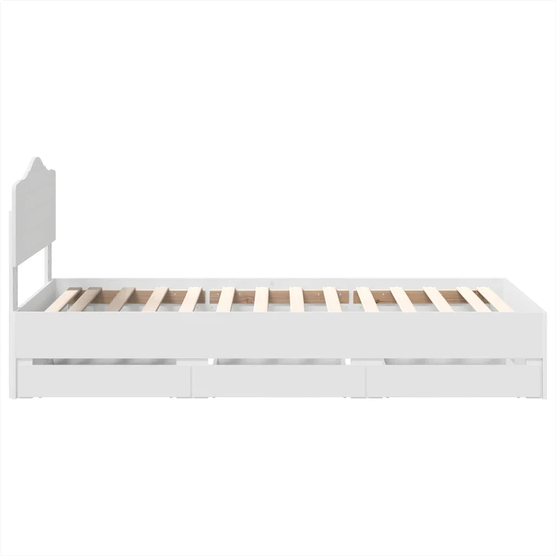 Bed Frame with Drawer White 75 x 190 cm Engineer Wood