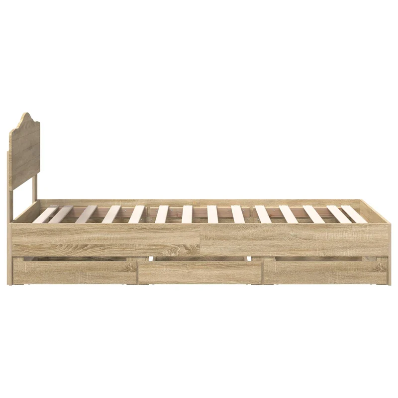 Bed Frame with Drawer Sonoma Oak 75 x 190 cm Engineer Wood
