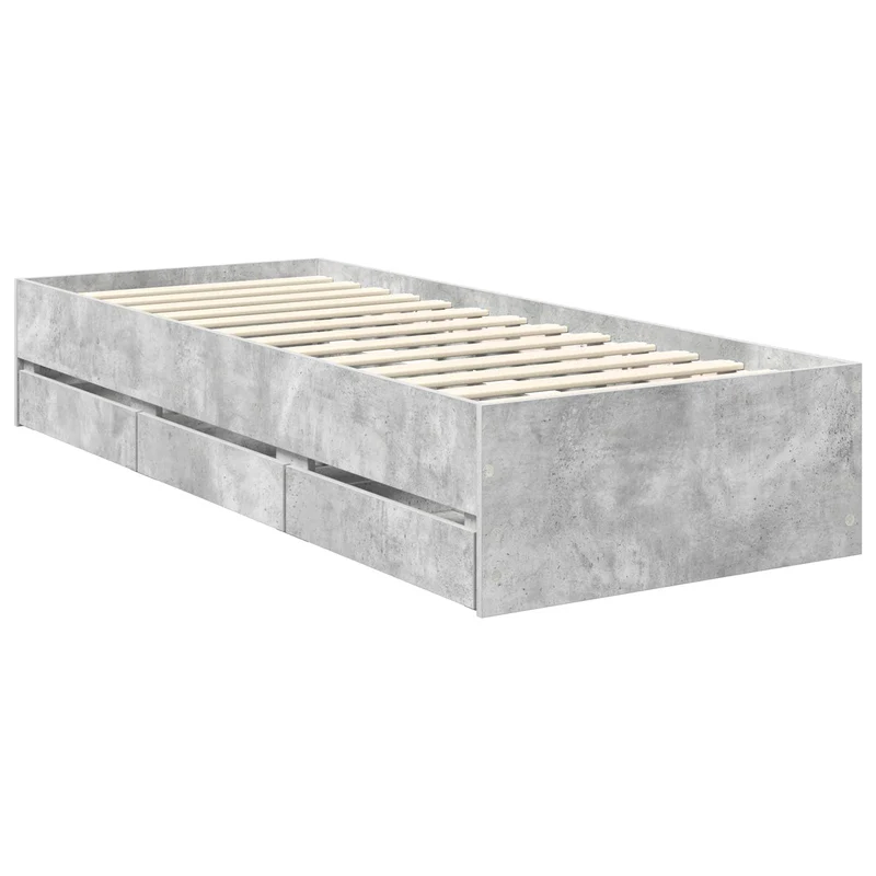 Bed Frame with Drawer Concrete Grey 75 x 190 cm Engineer Wood