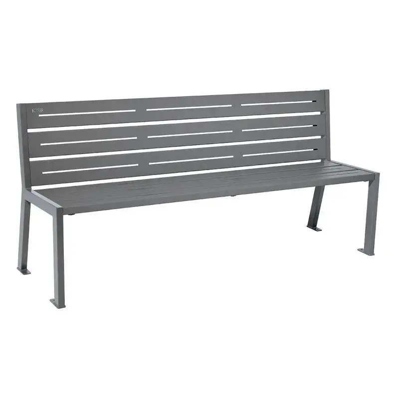 Banc métal Silaos 1 800 mm, 5 ou 6 lames en tôle galvanisée, avec ou sans accoudoirs